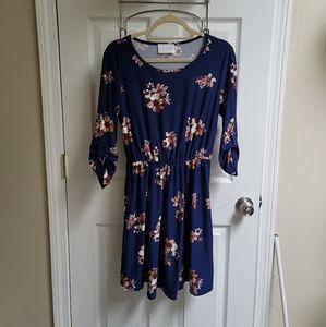Navy blue floral dress